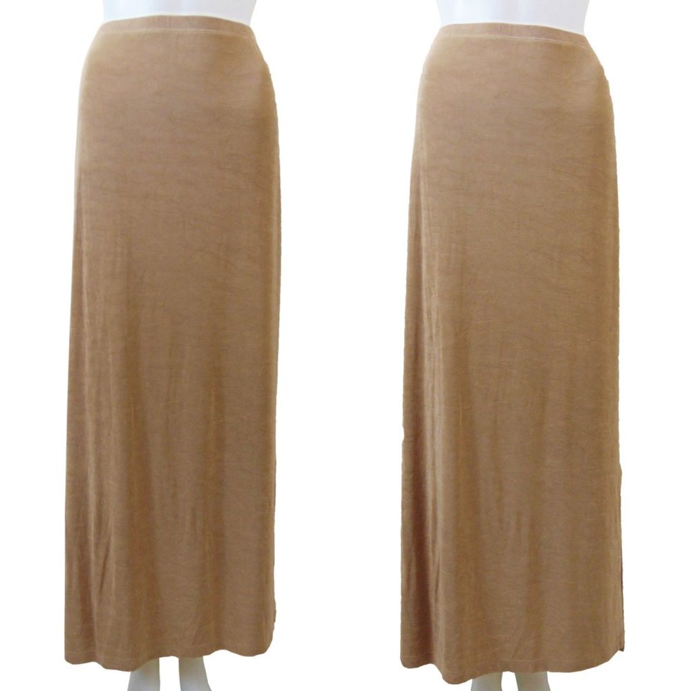 Kim&Co. Beige/Gold Stretch Maxi Skirt Size M/L